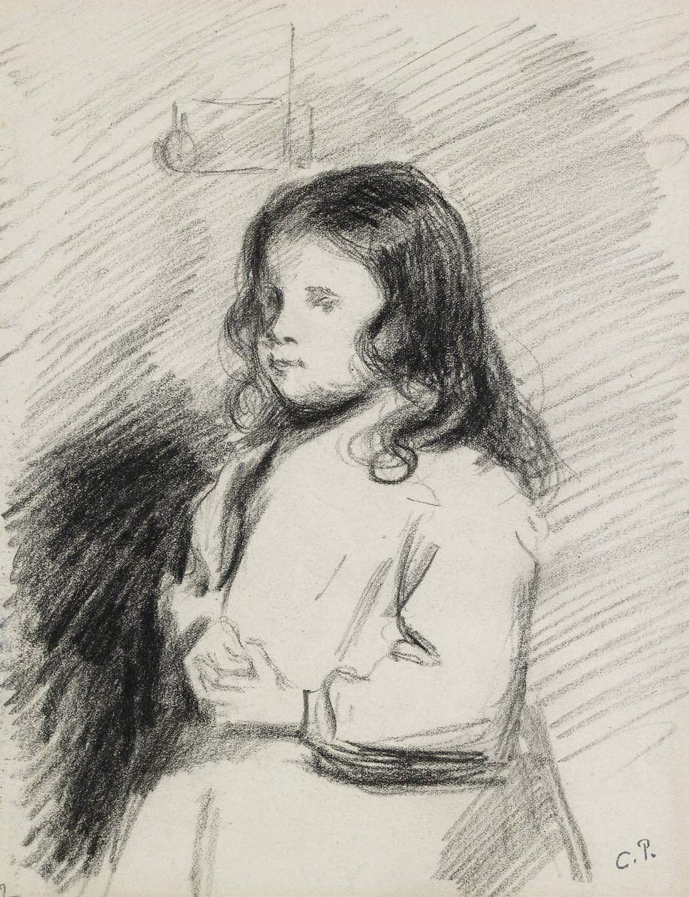 Retrato de Ludovic-Rodo Pissarro (1878-1952), c. 1883 - 1884 (giz preto) de Camille Jacob Pissarro