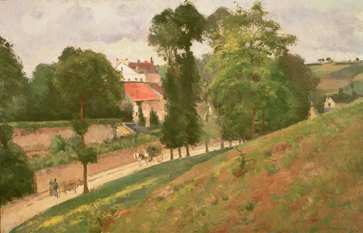 Estrada de Saint-Antoine para o Hermitage, Pontoise, 1873 de Camille Jacob Pissarro