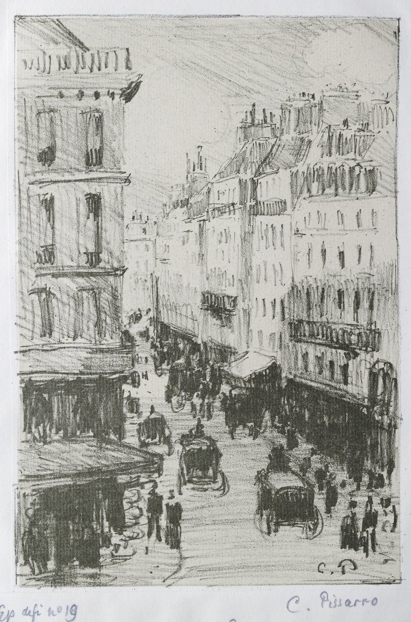 Rue Saint-Lazare, Paris, 1897 (litografia em zinco) de Camille Jacob Pissarro