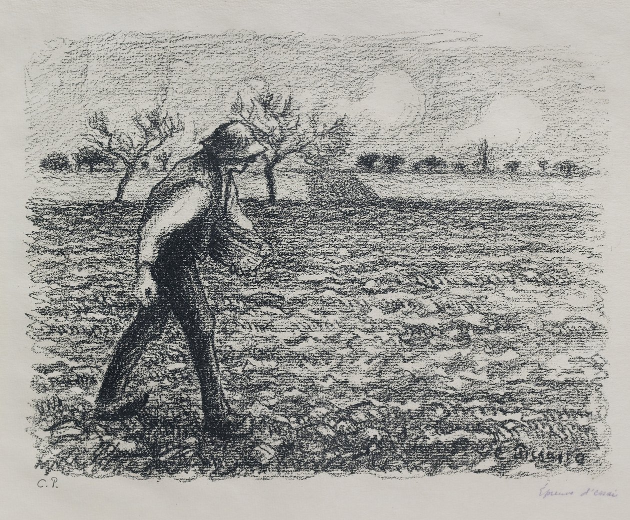 Semeador, 1896 (litografia em zinco) de Camille Jacob Pissarro