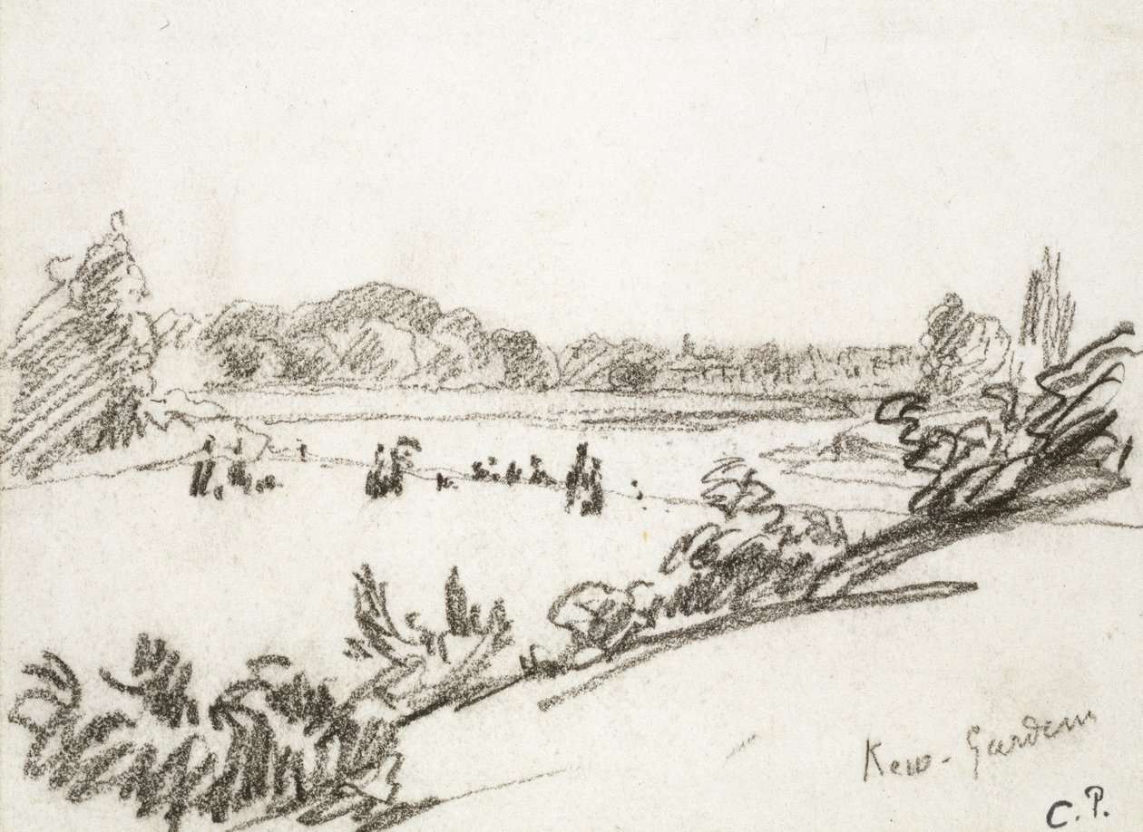 Estudo dos Jardins de Kew (carvão) de Camille Jacob Pissarro