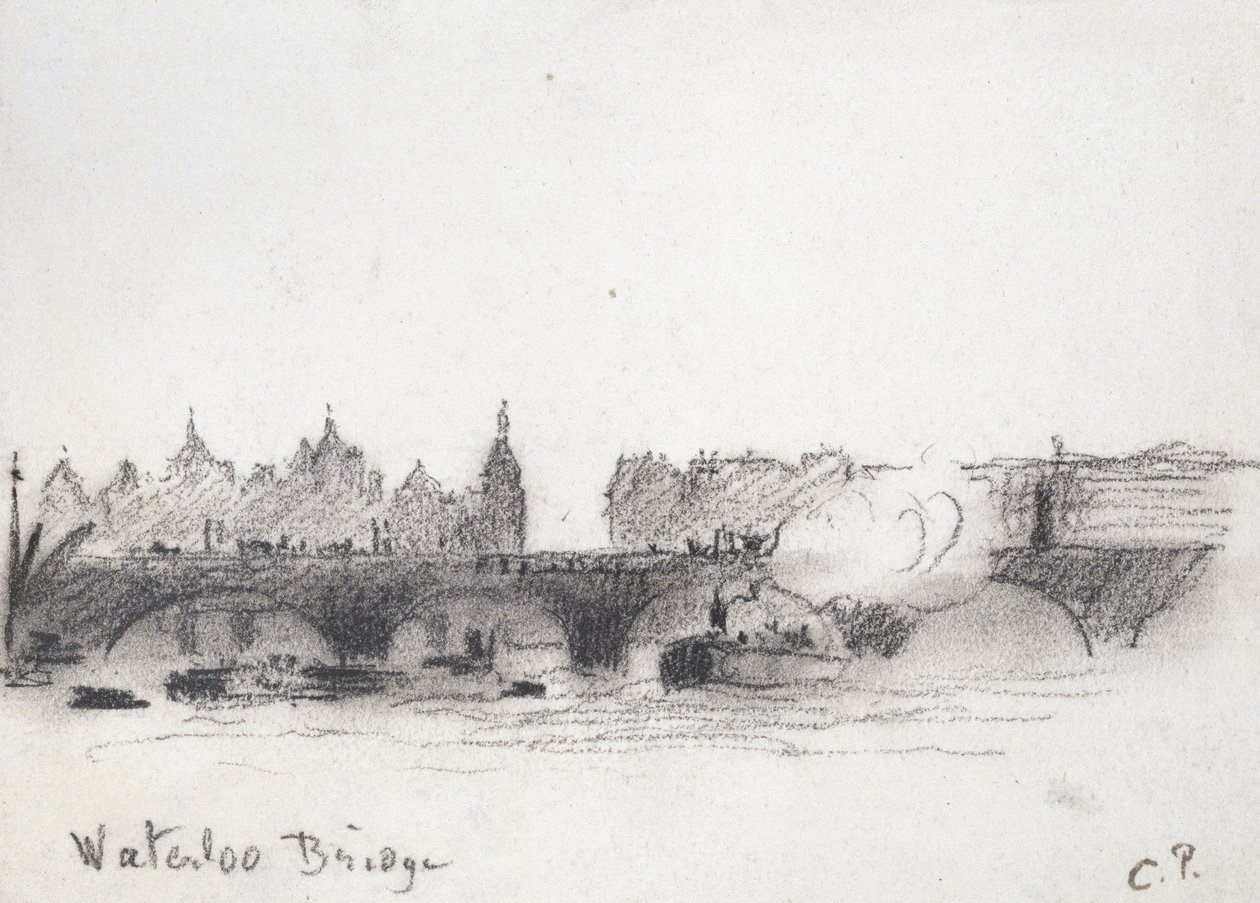 Estudo da Ponte de Waterloo (carvão) de Camille Jacob Pissarro