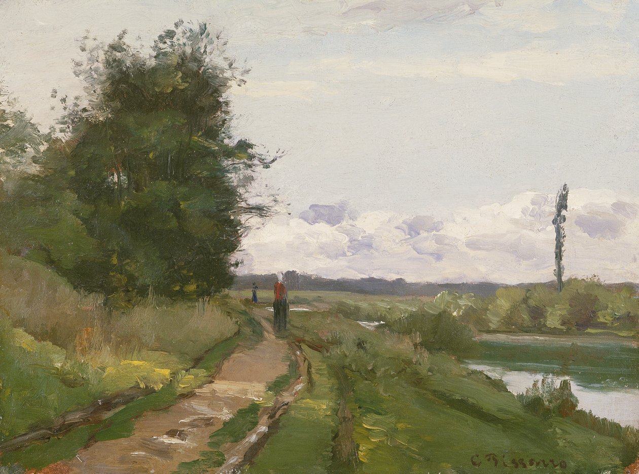 Os bancos do rio Sena em Bougival, 1864 de Camille Jacob Pissarro
