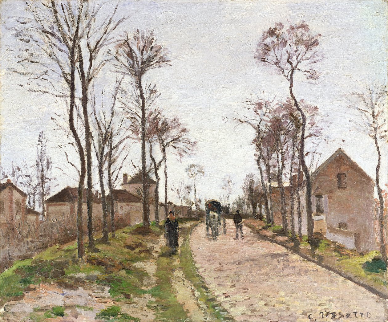 A estrada para Saint Cyr em Louveciennes, c.1870 de Camille Jacob Pissarro