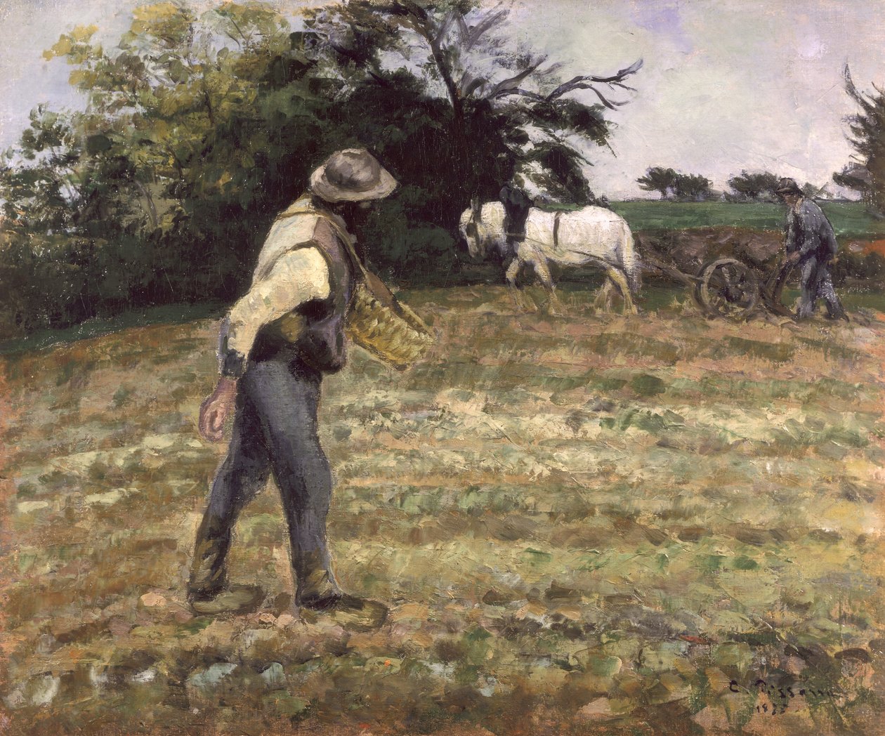 O semeador, Montfoucault, 1875 de Camille Jacob Pissarro