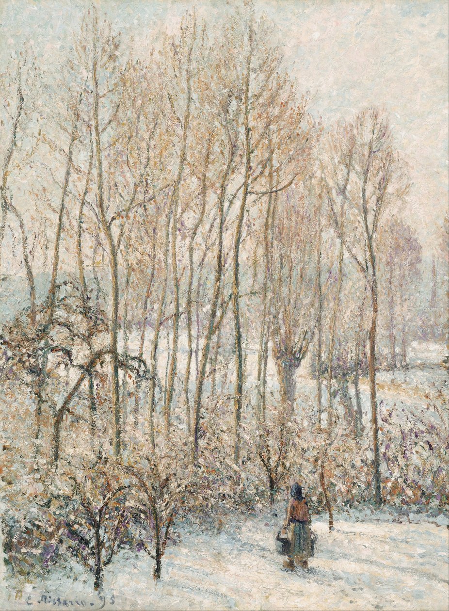 Manhã, luz solar, ligado, a, neve, Eragny-sur-Epte de Camille Jacob Pissarro