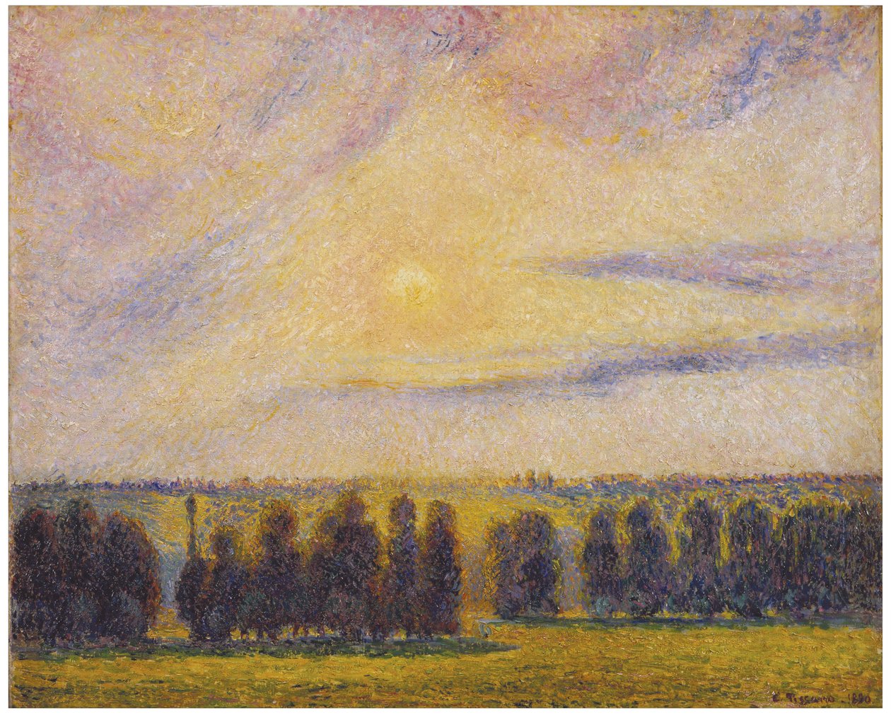 Pôr do sol no Eragny de Camille Jacob Pissarro
