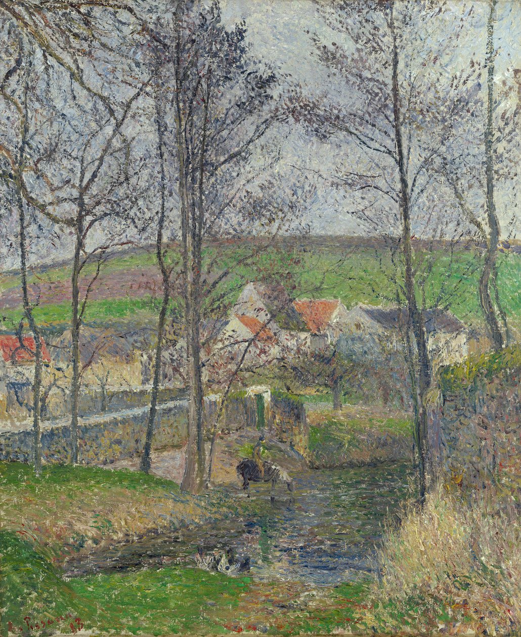 As margens do Viosne em Osny no tempo cinzento, inverno de Camille Jacob Pissarro