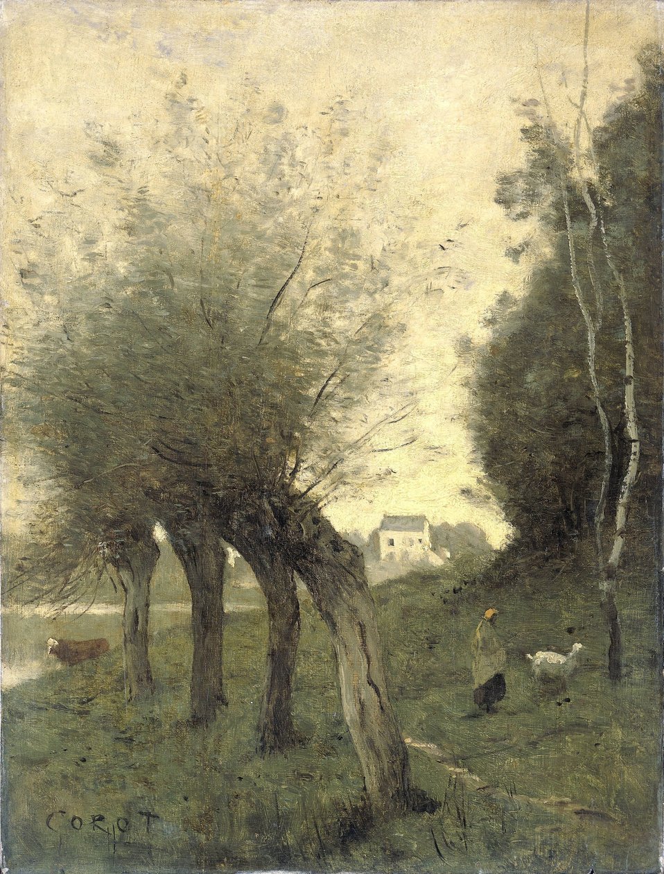 Paisagem com salgueiros de Camille Corot