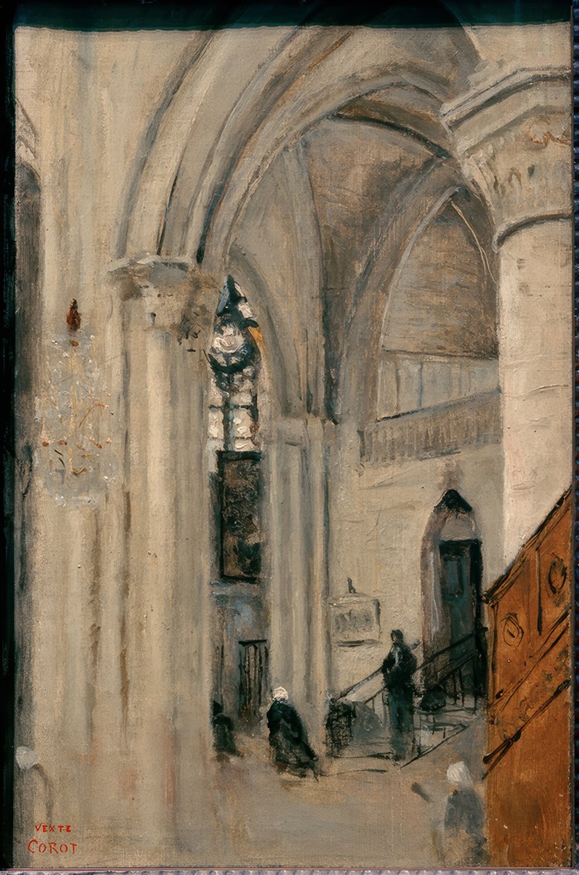 Mantes, interior da igreja de Jean Baptiste Camille Corot