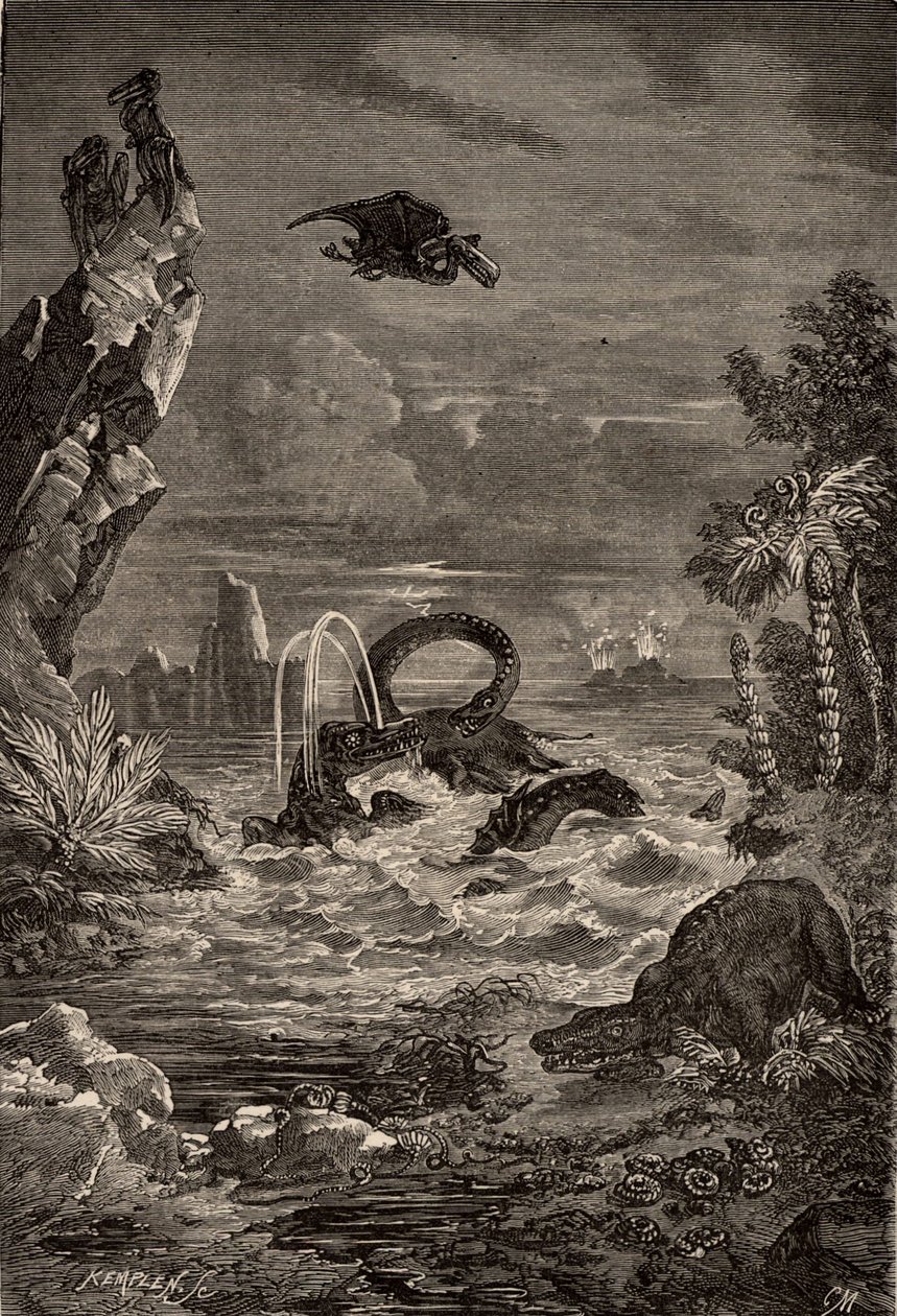 Terra durante o tempo dos dinossauros de Camille Flammarion