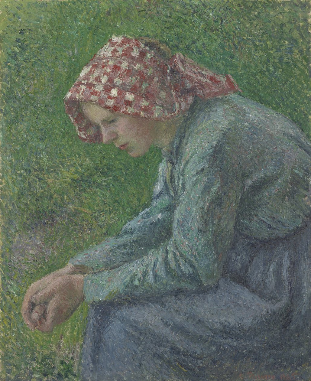 Uma mulher camponesa sentada, 1885 de Camille Jacob Pissarro