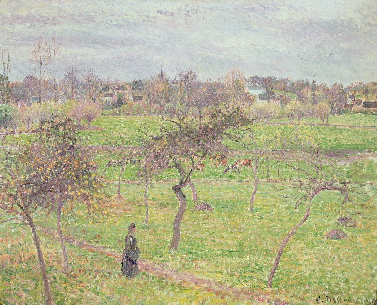 Macieiras em um prado em Eragny, 1894 de Camille Jacob Pissarro