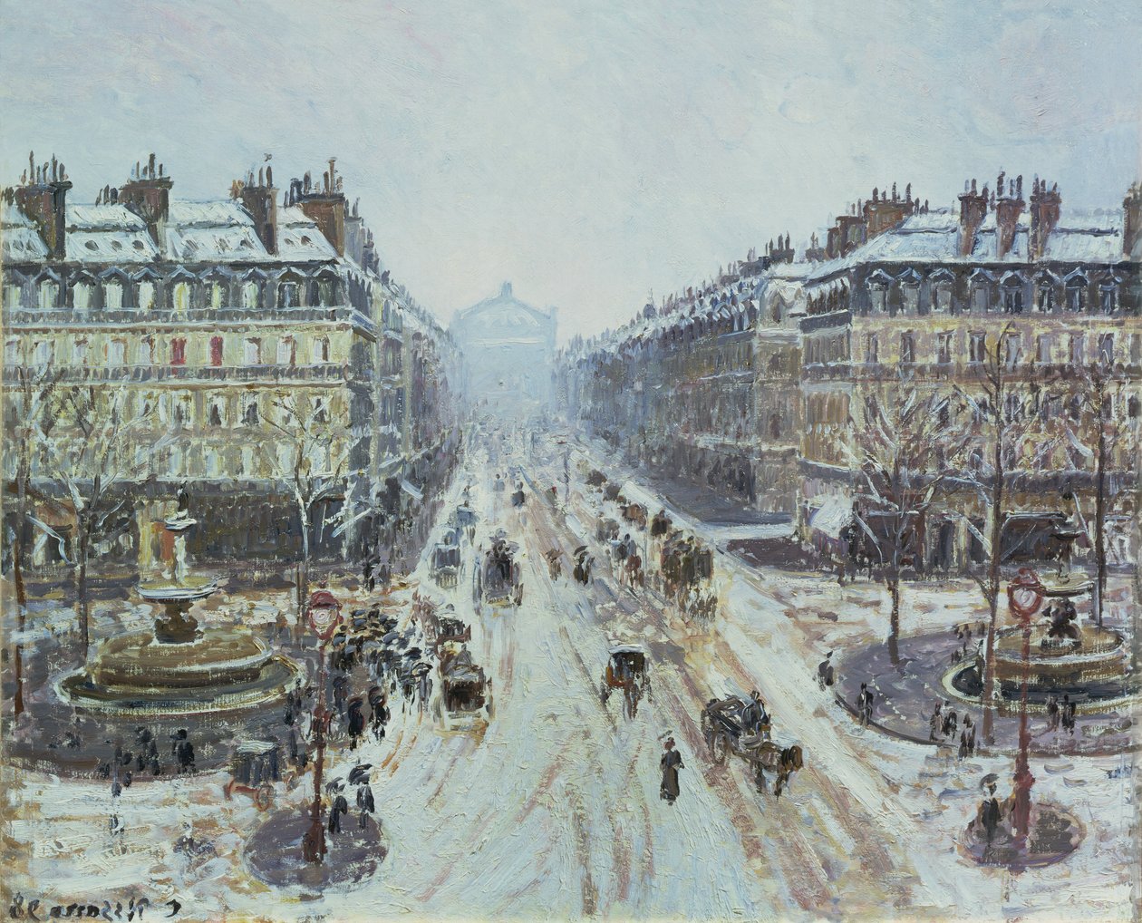 Avenida Opera - Efeito da Neve, 1898 de Camille Jacob Pissarro