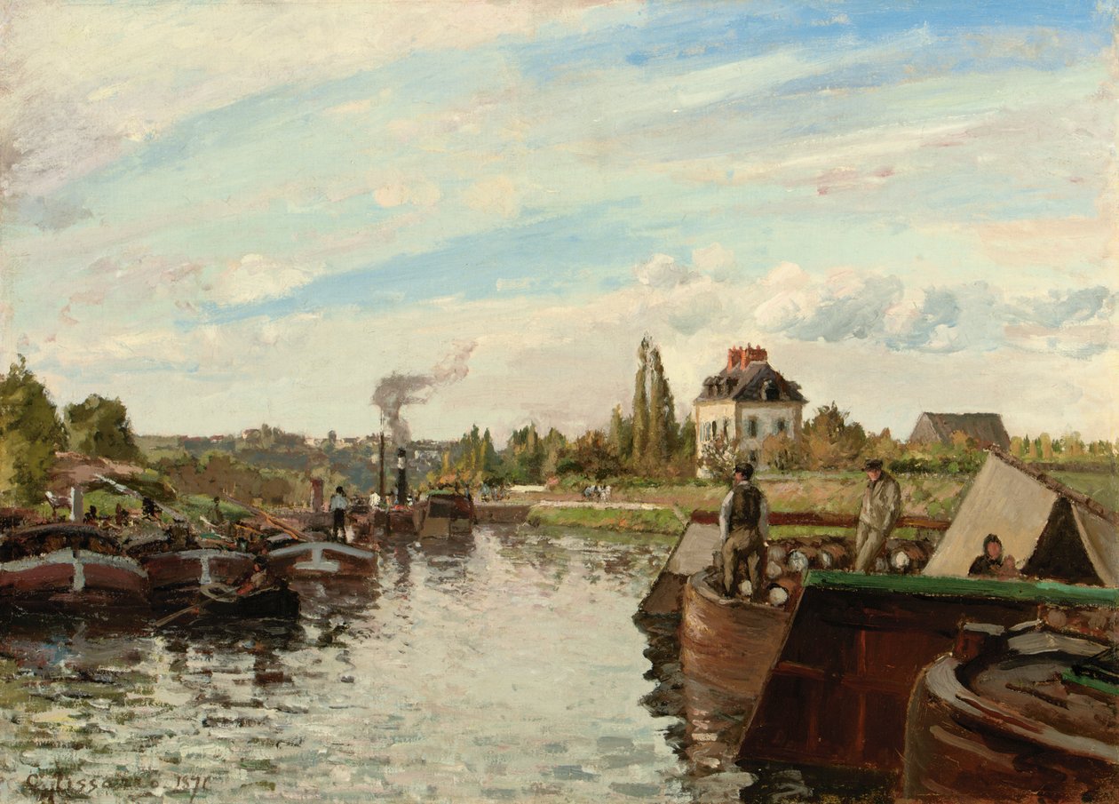 Barcaça no Sena em Bougival, 1871 de Camille Jacob Pissarro