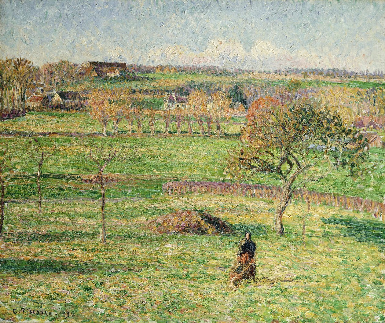 Pradaria de Bazincourt, outono; Pradarias de Bazincourt, outono de 1894 de Camille Jacob Pissarro