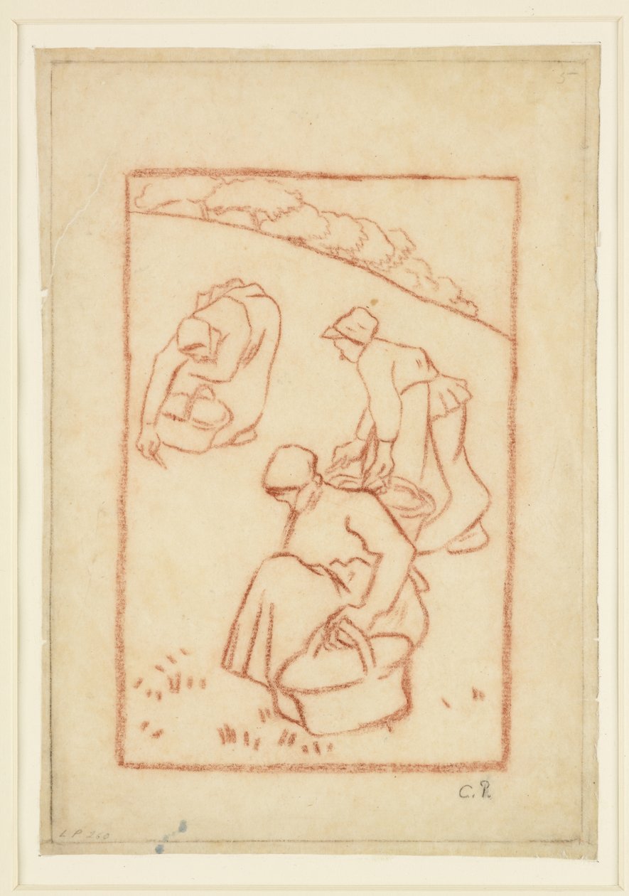 Estudo composicional para "Women weeding the grass" de Camille Jacob Pissarro