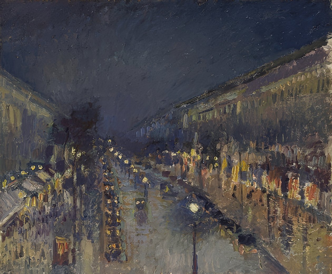 Boulevard Montmartre à noite. 1897 de Camille Jacob Pissarro