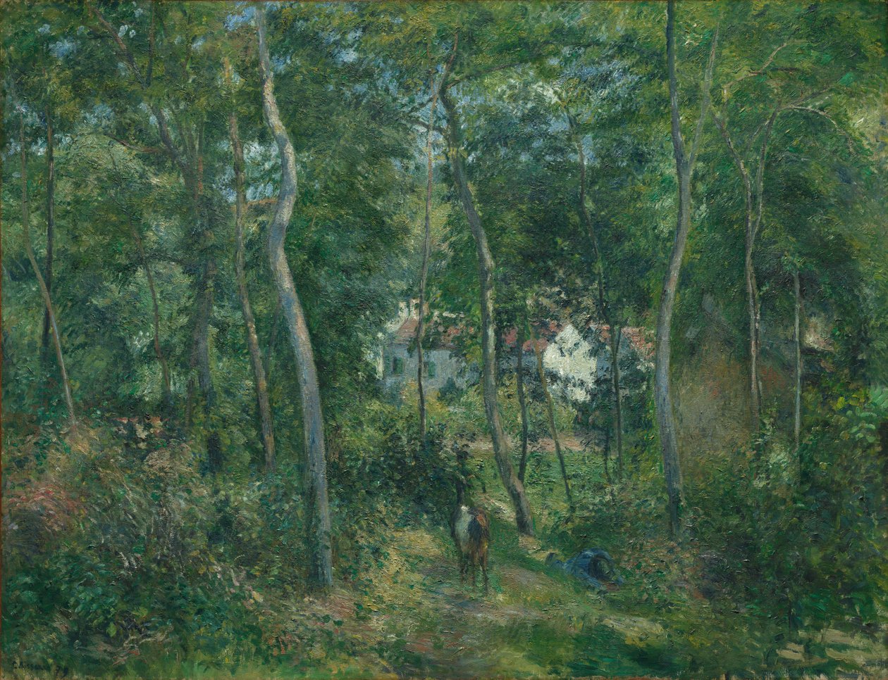Borda das madeiras perto de LHermitage, Pontoise, 1879. de Camille Jacob Pissarro