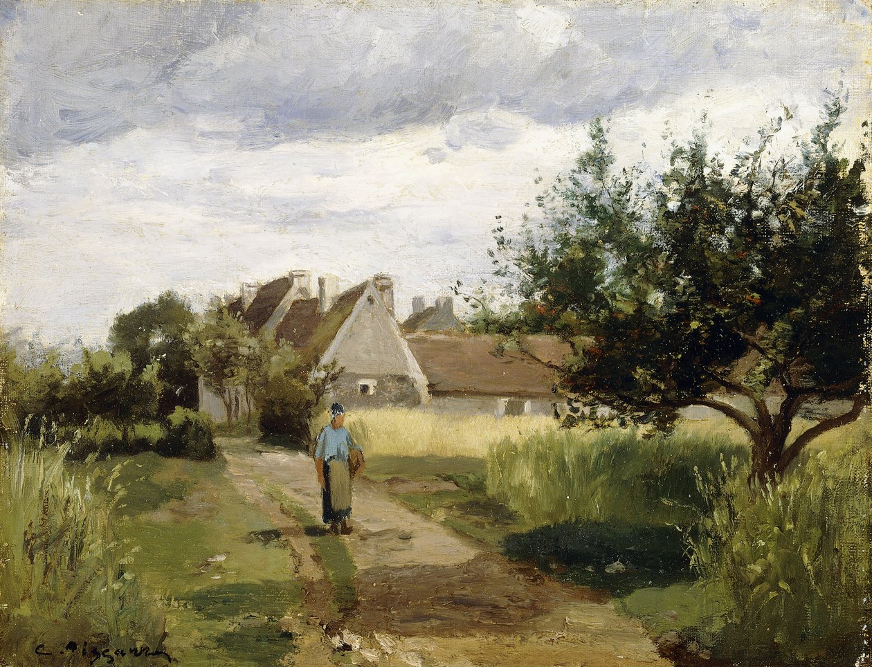 Entrada de uma aldeia, c.1863 de Camille Jacob Pissarro