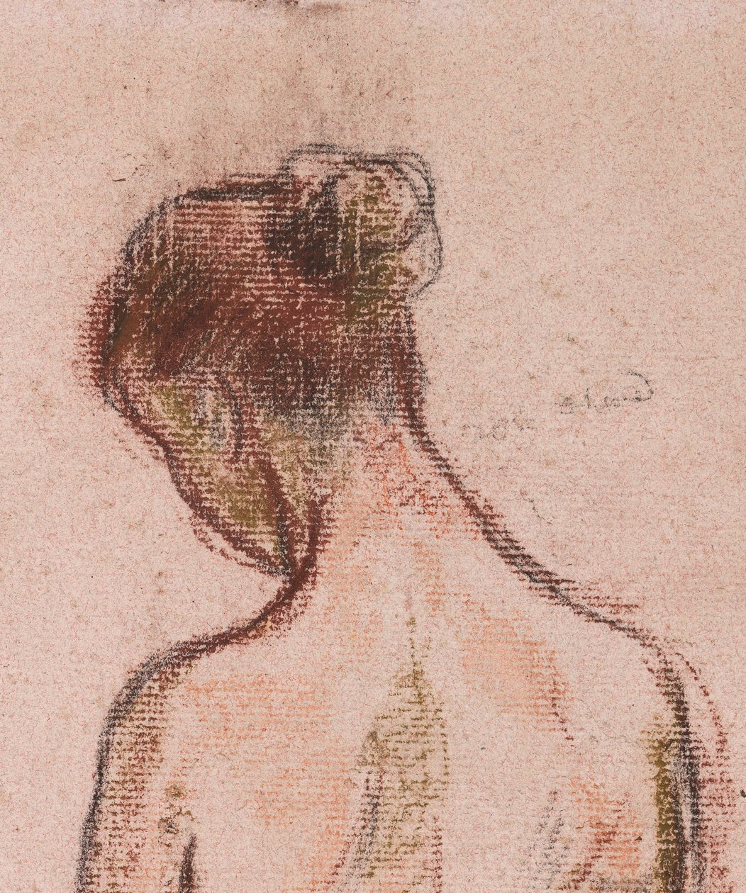 Nu de corpo inteiro em pé de uma mulher, por trás de Camille Jacob Pissarro