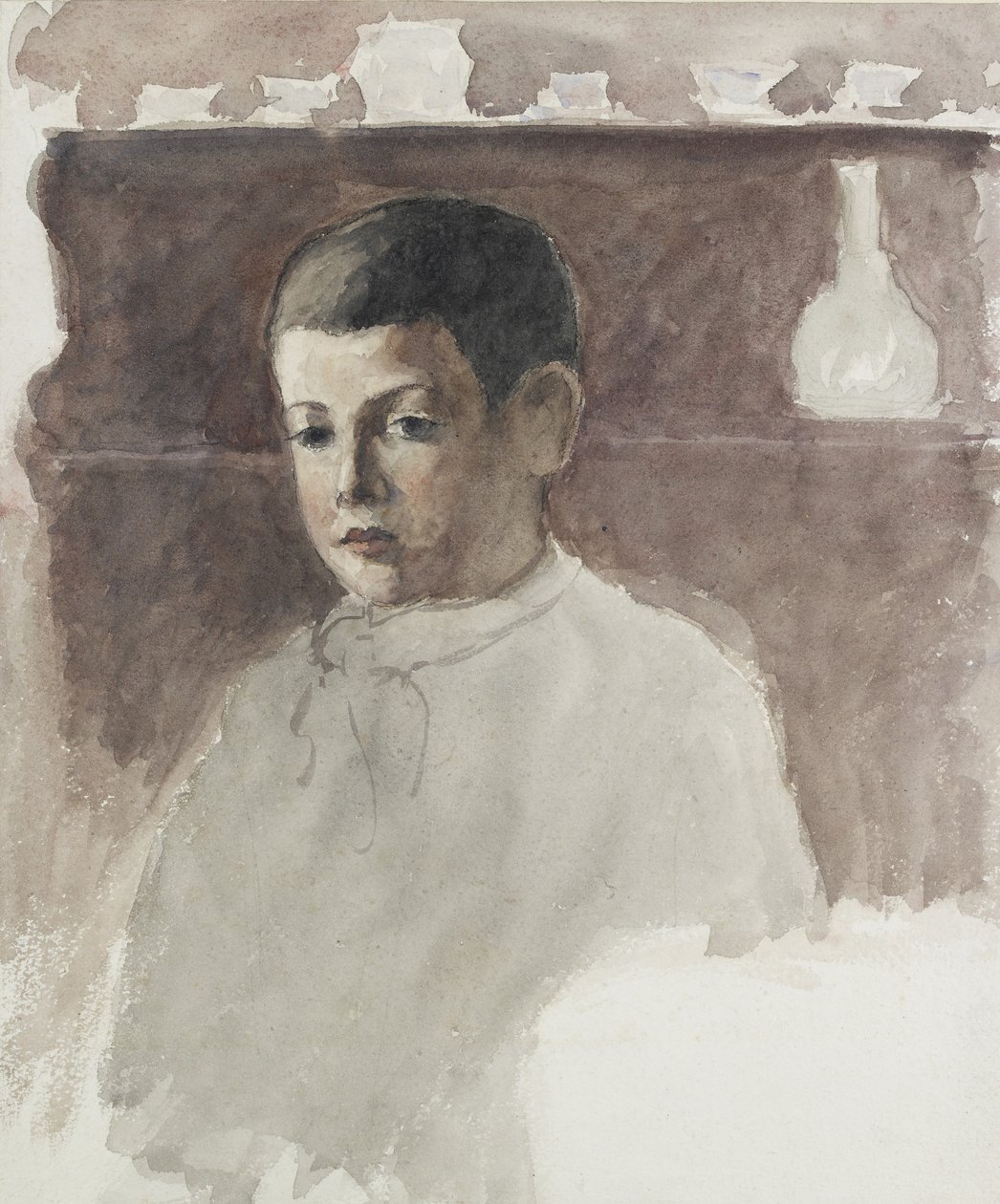 Meia-metragem retrato de Lucien Pissarro (1863-1944), c. 1875 (aquarela sobre carvão) de Camille Jacob Pissarro