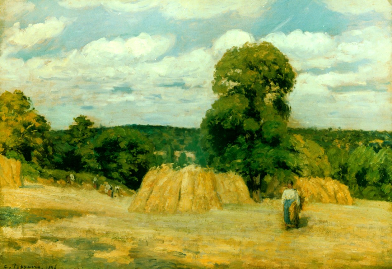 Colheita em Montfoucault, 1876 de Camille Jacob Pissarro