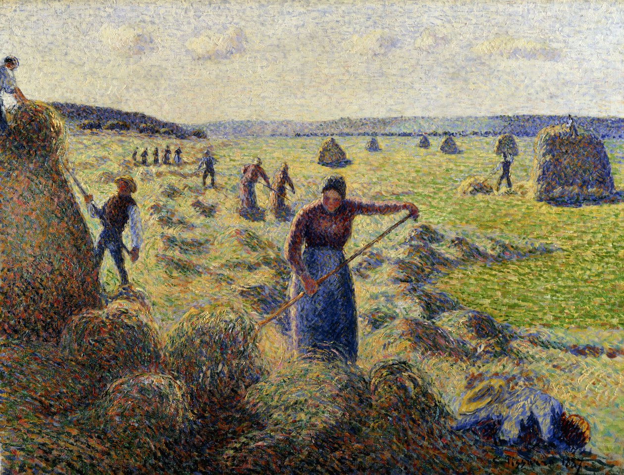 Colhendo Hay, Eragny; A colheita do feno, Eragny, C. 1887 de Camille Jacob Pissarro