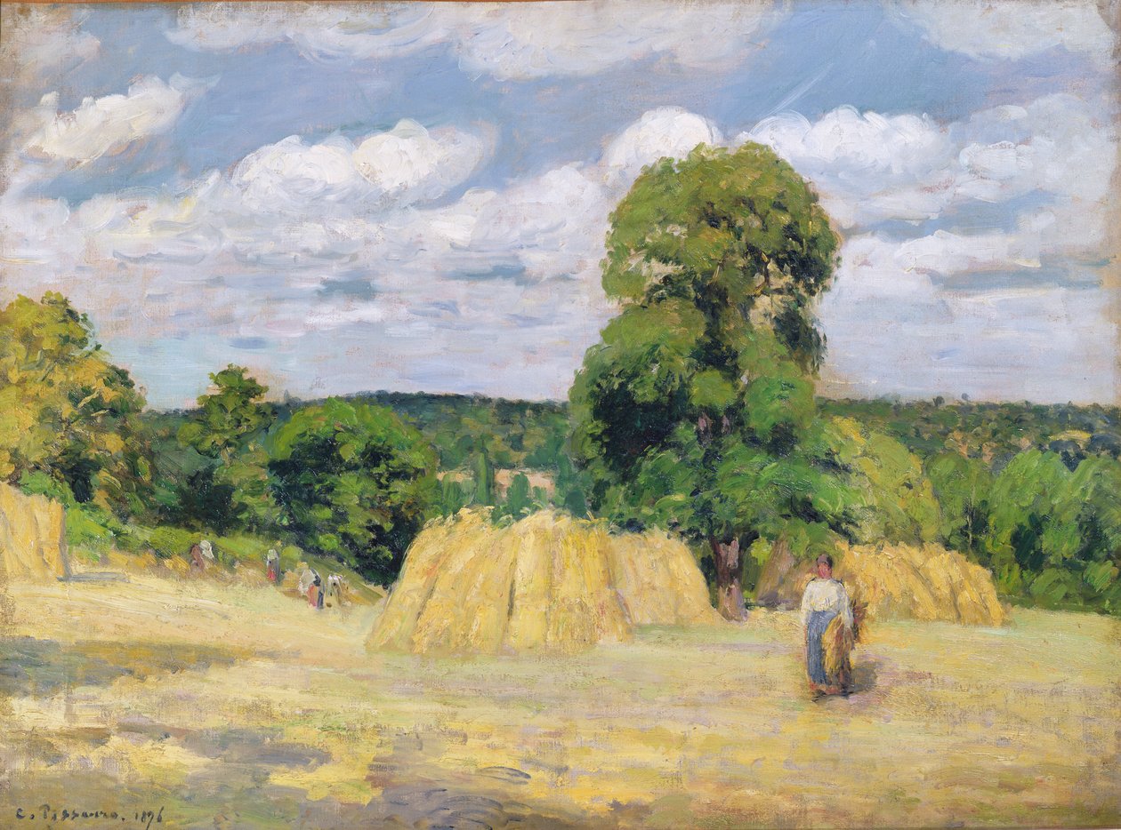 Colheita em Montfoucault, 1876 de Camille Jacob Pissarro