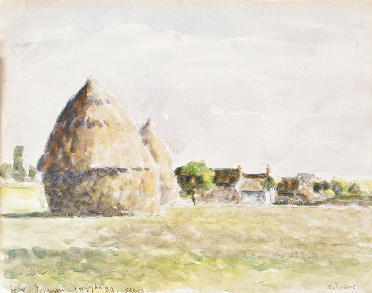 Palheiro, Eragny Evening; O palheiro, noite Eragny, 1889 de Camille Jacob Pissarro