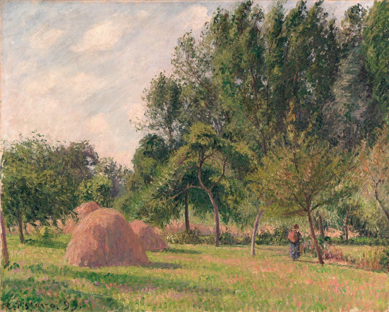 Palheiros, manhã, Éragny, 1899 de Camille Jacob Pissarro