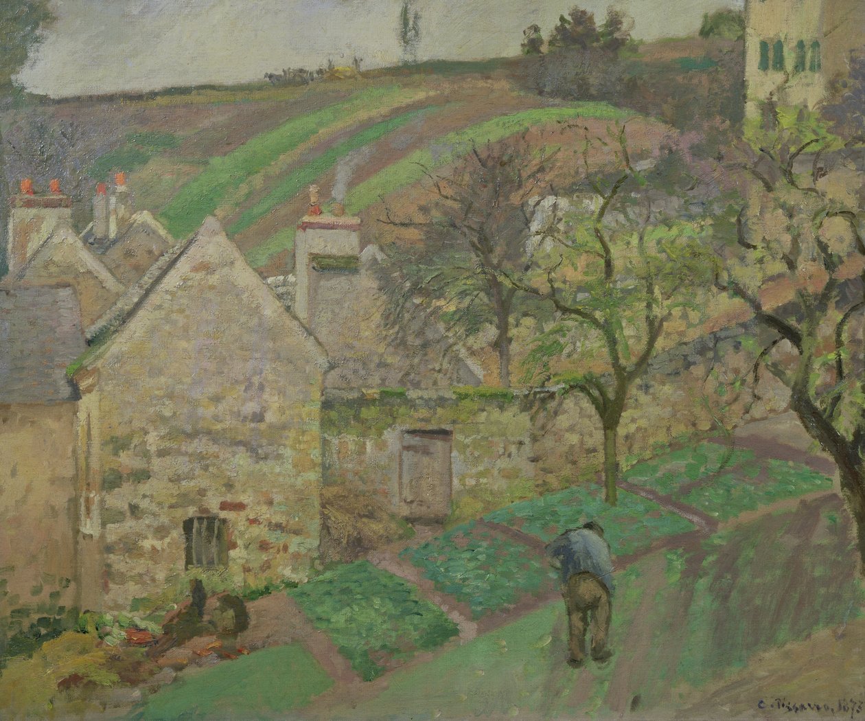 Encosta do Hermitage, Pontoise, 1873 de Camille Jacob Pissarro
