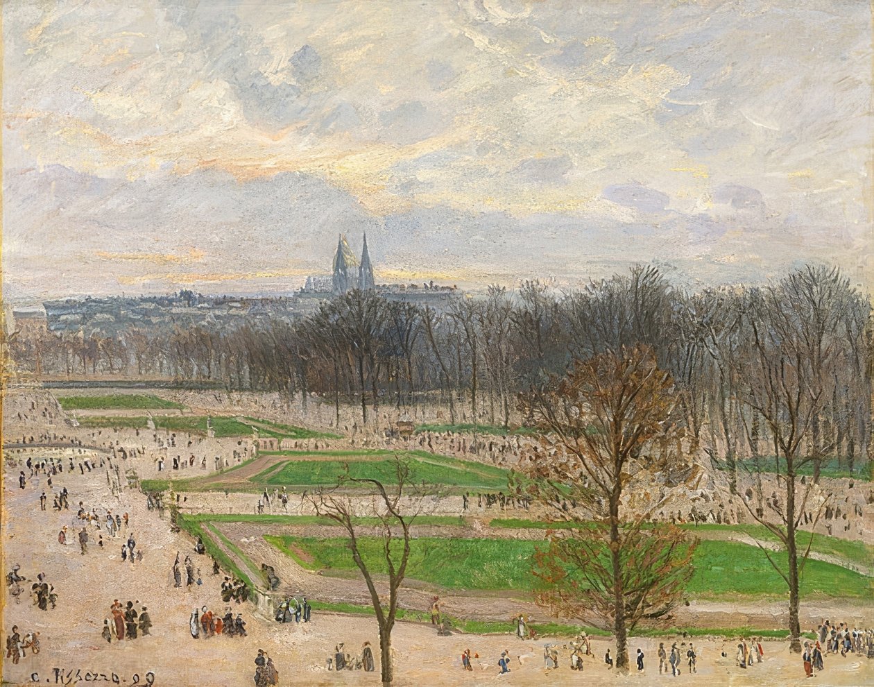 Jardim das Tulherias em uma tarde de inverno. 1899 de Camille Jacob Pissarro