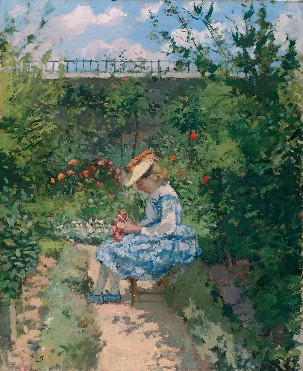 Jeanne no jardim, Pontoise, c.1872 de Camille Jacob Pissarro
