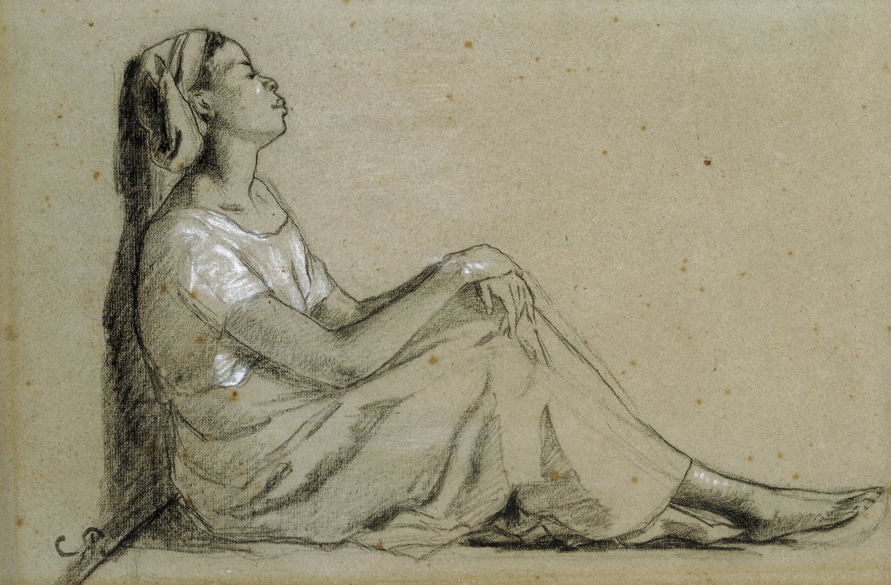 Mulher negra Jeune Assise, 1855-57 de Camille Jacob Pissarro
