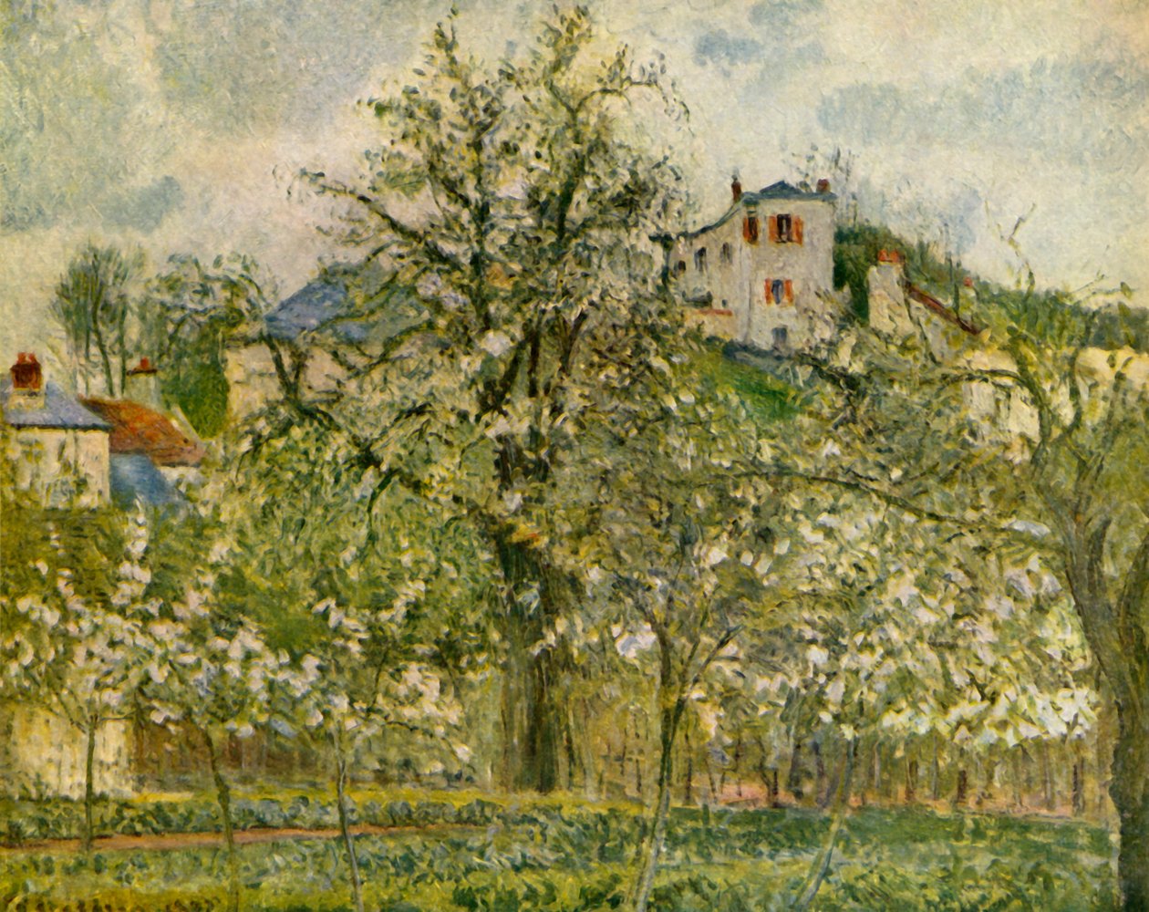 Horta com árvores de fruto em flor, 1877, 1939. de Camille Jacob Pissarro