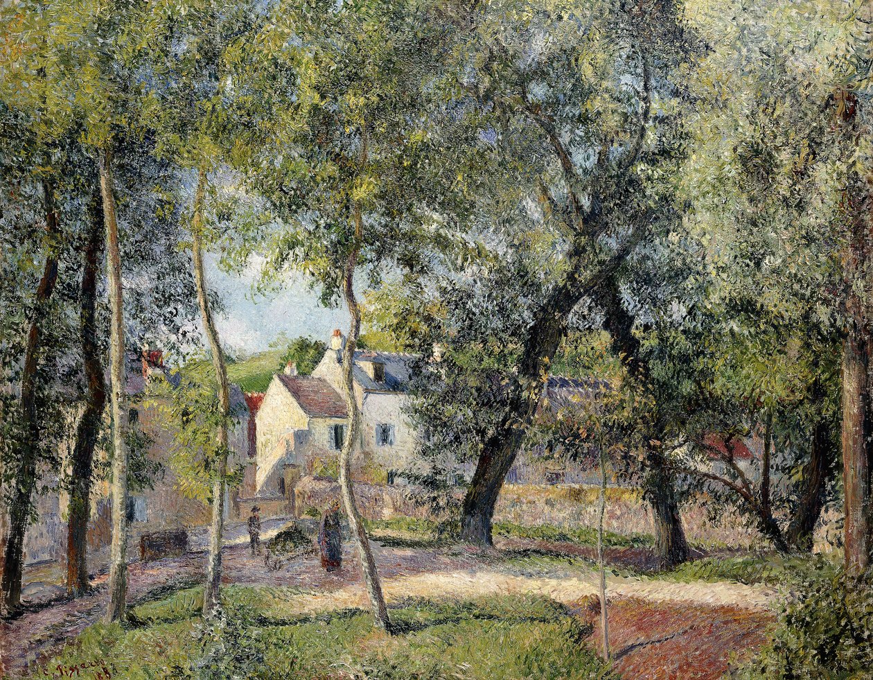 Paisagem em Osny perto da calha bebendo, 1883 de Camille Jacob Pissarro