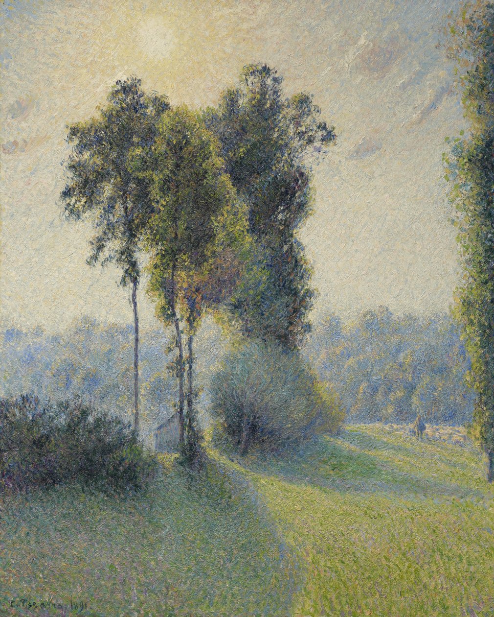 Paisagem em Saint-Charles, perto de Gisors, pôr do sol, 1891 de Camille Jacob Pissarro