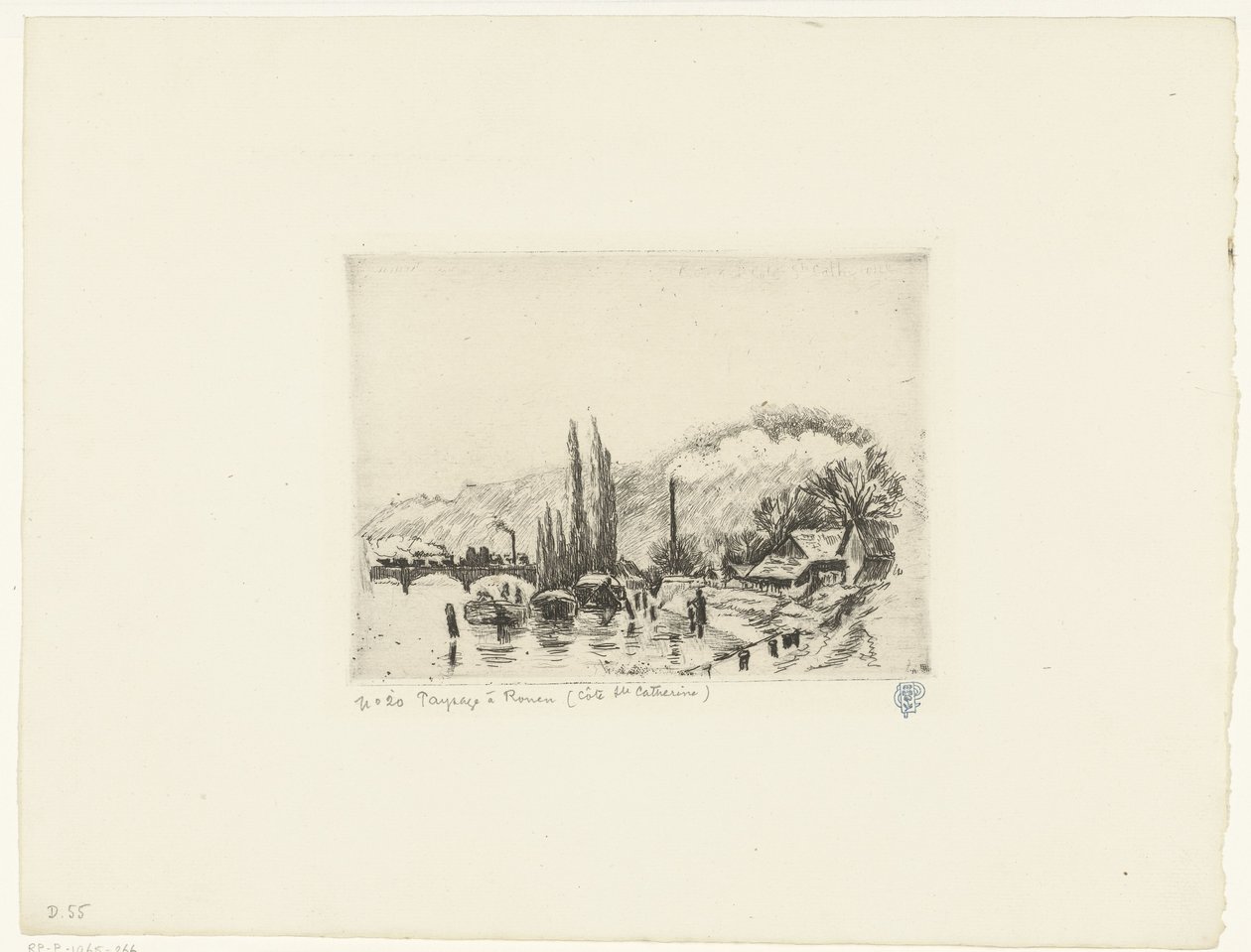 Landschap bij Rouen
Paisagem em Rouen (côte ste Catherine) (título sobre o objecto) de Camille Jacob Pissarro