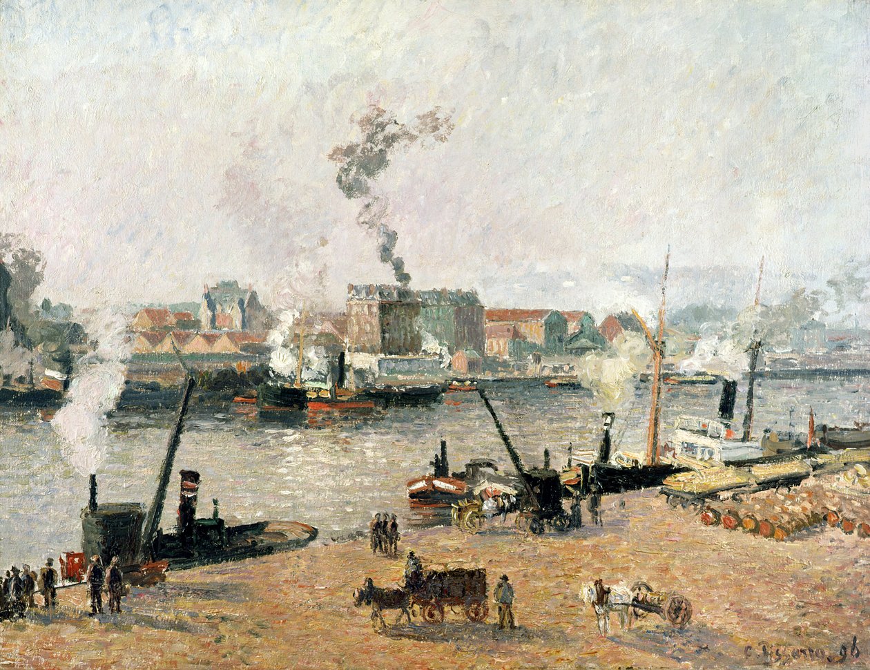 Manhã nublada, Rouen, 1896 de Camille Jacob Pissarro