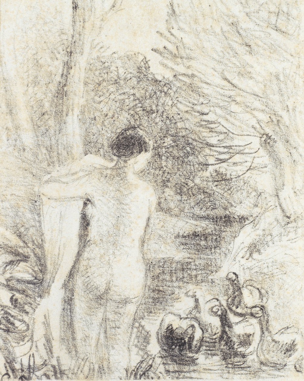 Nu com cisnes, c.1895 (estudo para 258996) de Camille Jacob Pissarro