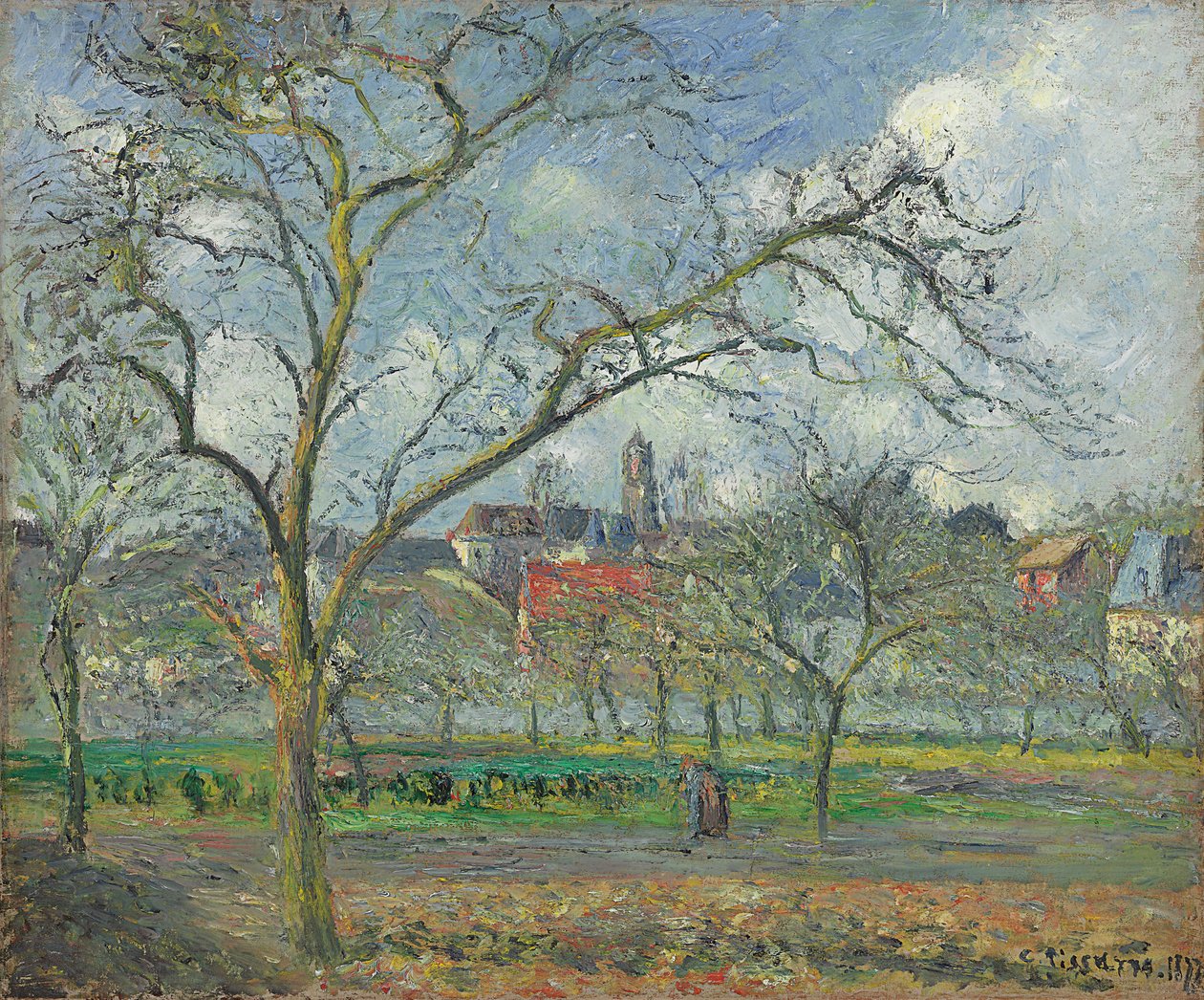 Pomar em Saint-Ouen-l "Aumone no inverno; Pomar em Saint-Ouen-l" Aumone no inverno, 1877 de Camille Jacob Pissarro