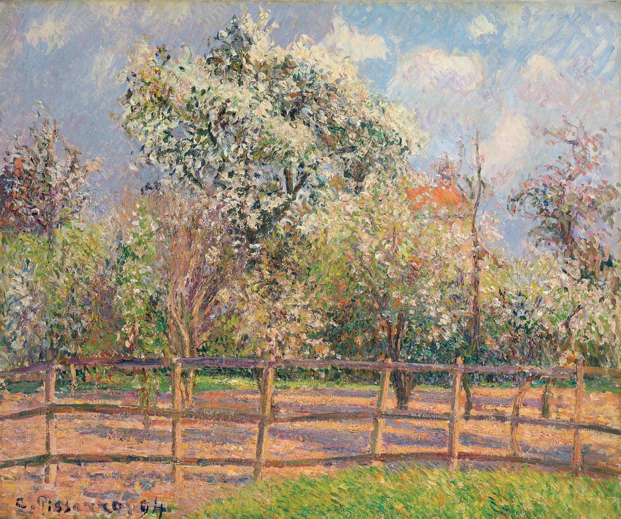 Pereiras em flor, Eragny; Pereiras em flor, Eragny, 1894 de Camille Jacob Pissarro