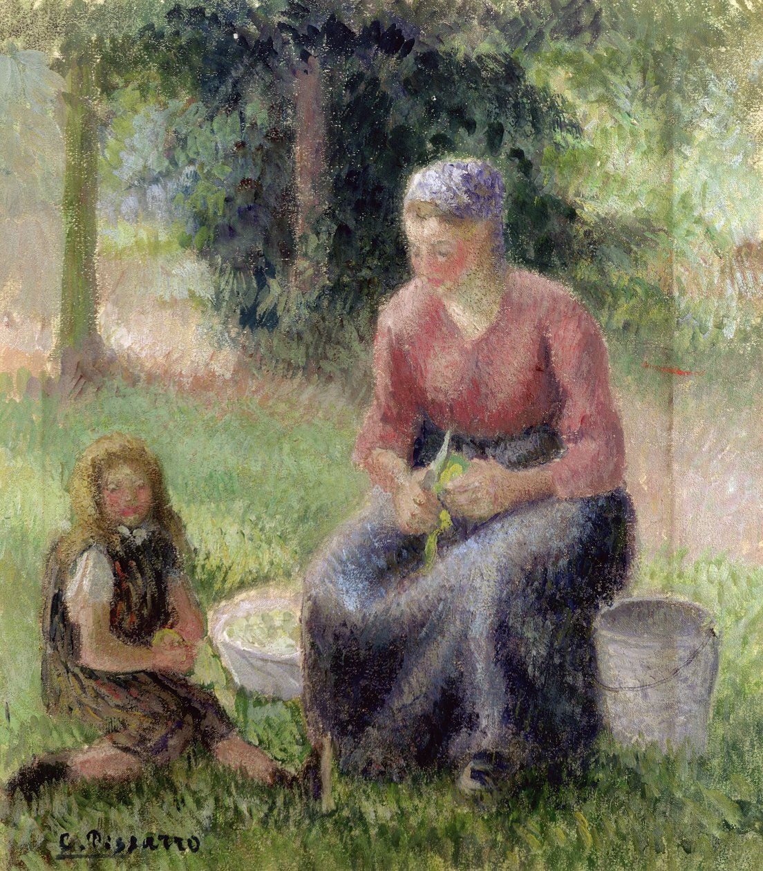Camponesa e sua filhinha, c.1893 de Camille Jacob Pissarro