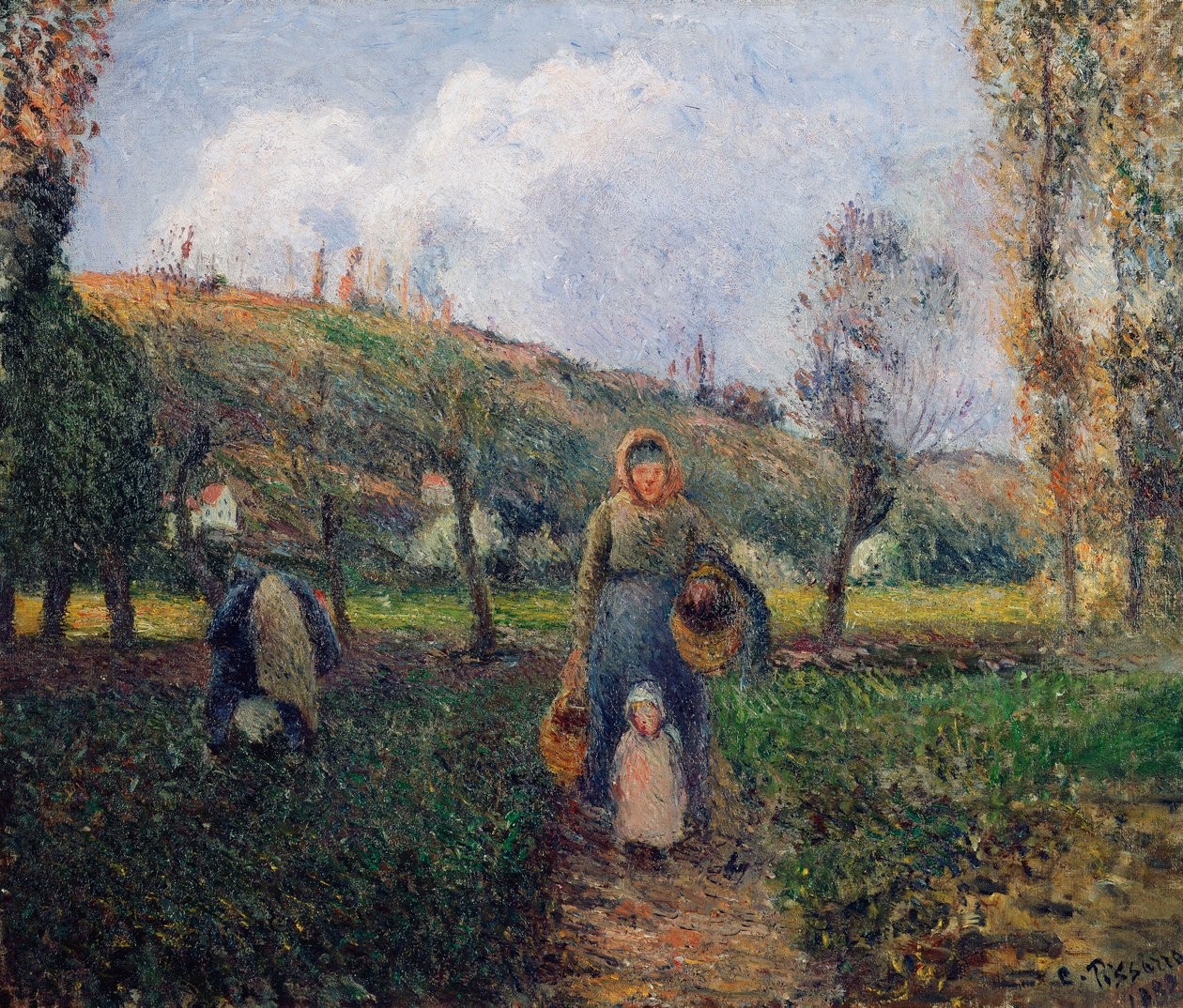 Camponês e criança que retornam dos campos, Pontoise; Camponês e criança voltando dos campos, Pontoise, 1882 de Camille Jacob Pissarro