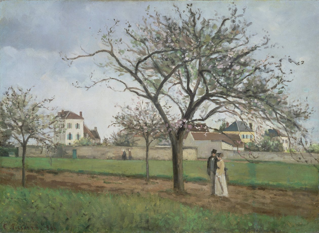 Casa do Padre Gallien em Pontoise, 1866 de Camille Jacob Pissarro