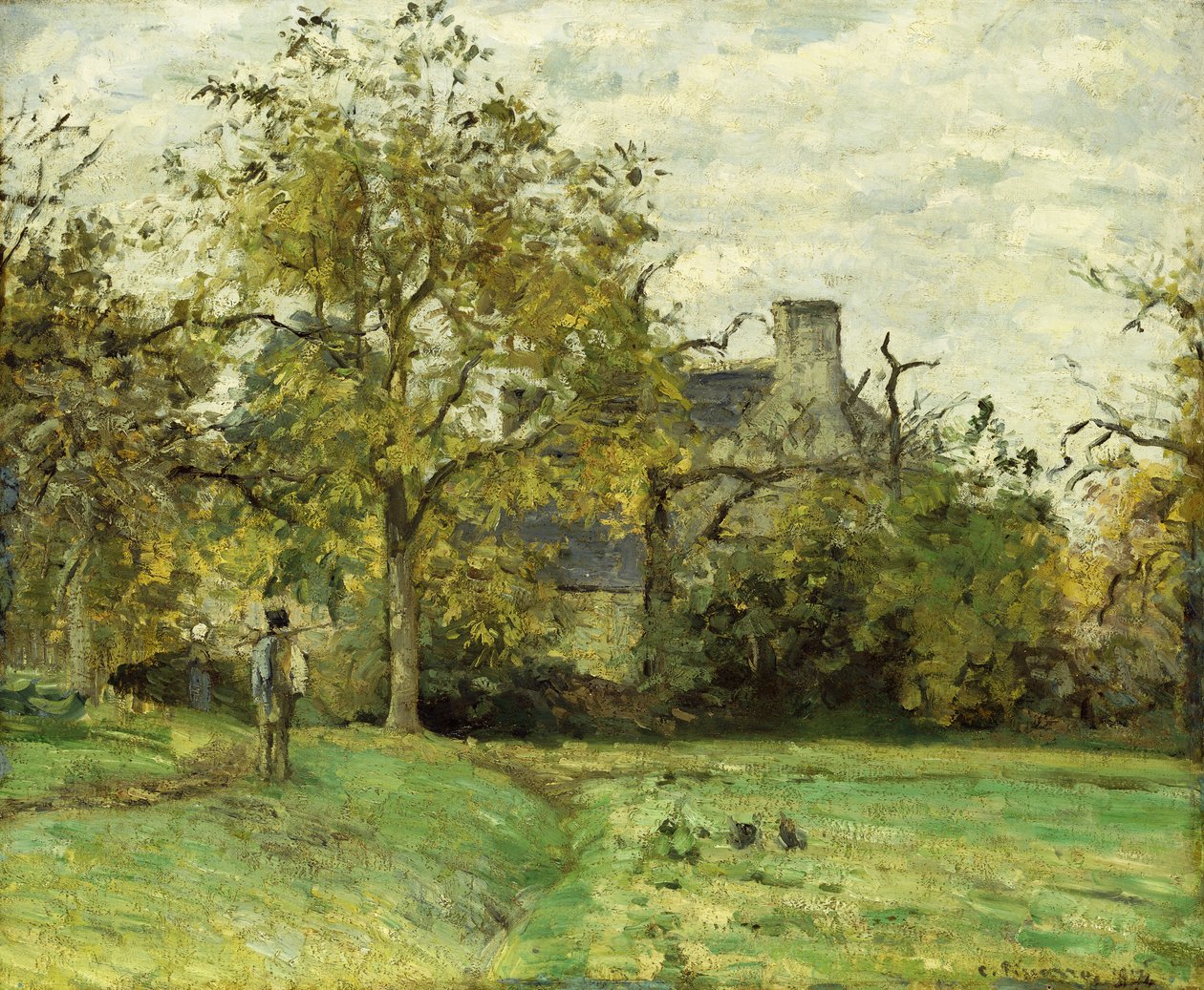 Casa de Piette em Montfoucault; La Maison de Piette em Montfoucault, 1874 de Camille Jacob Pissarro