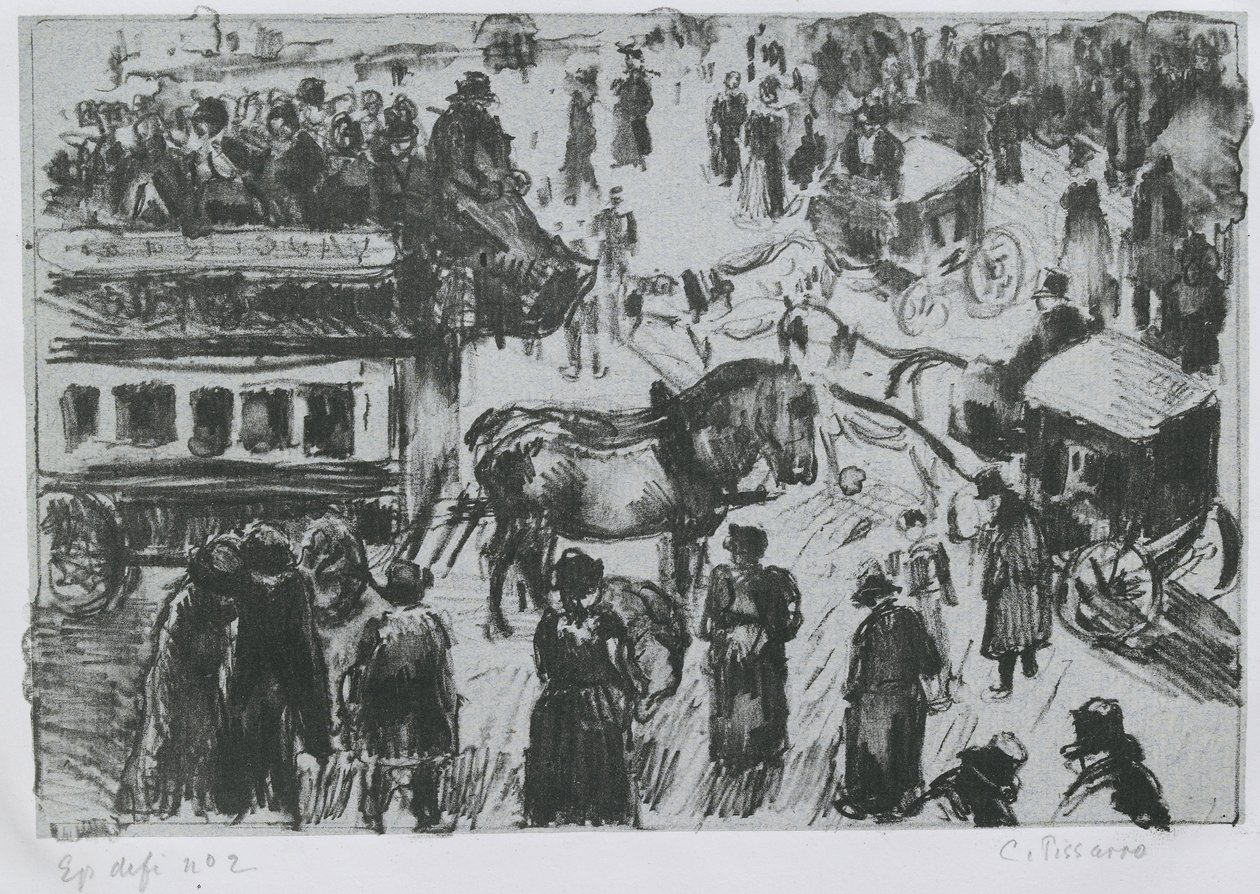 Place du Havre, Paris, c. 1897 (litografia em zinco) de Camille Jacob Pissarro