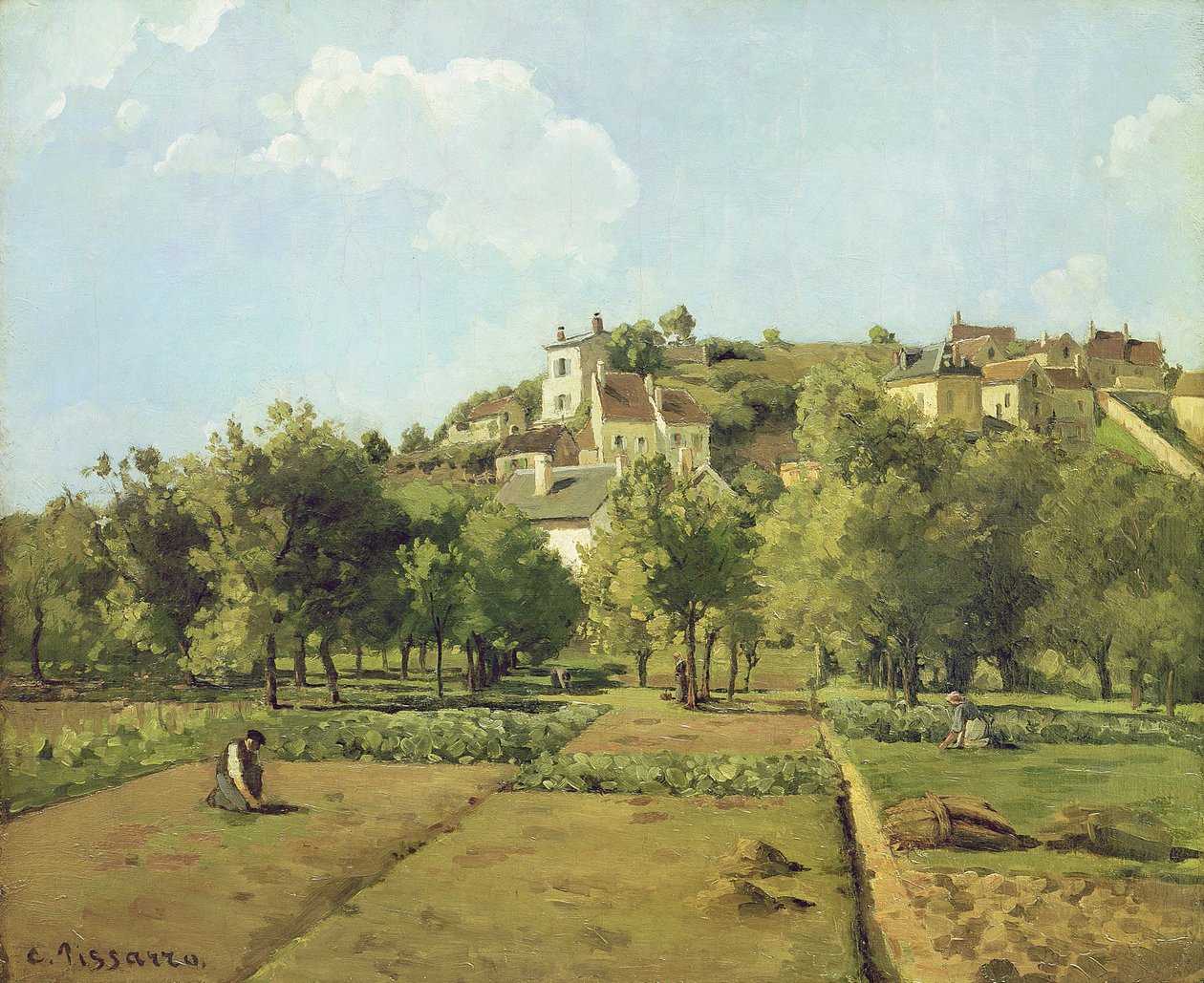 Pontoise, ou os jardins do Hermitage, Pontoise, 1867 de Camille Jacob Pissarro