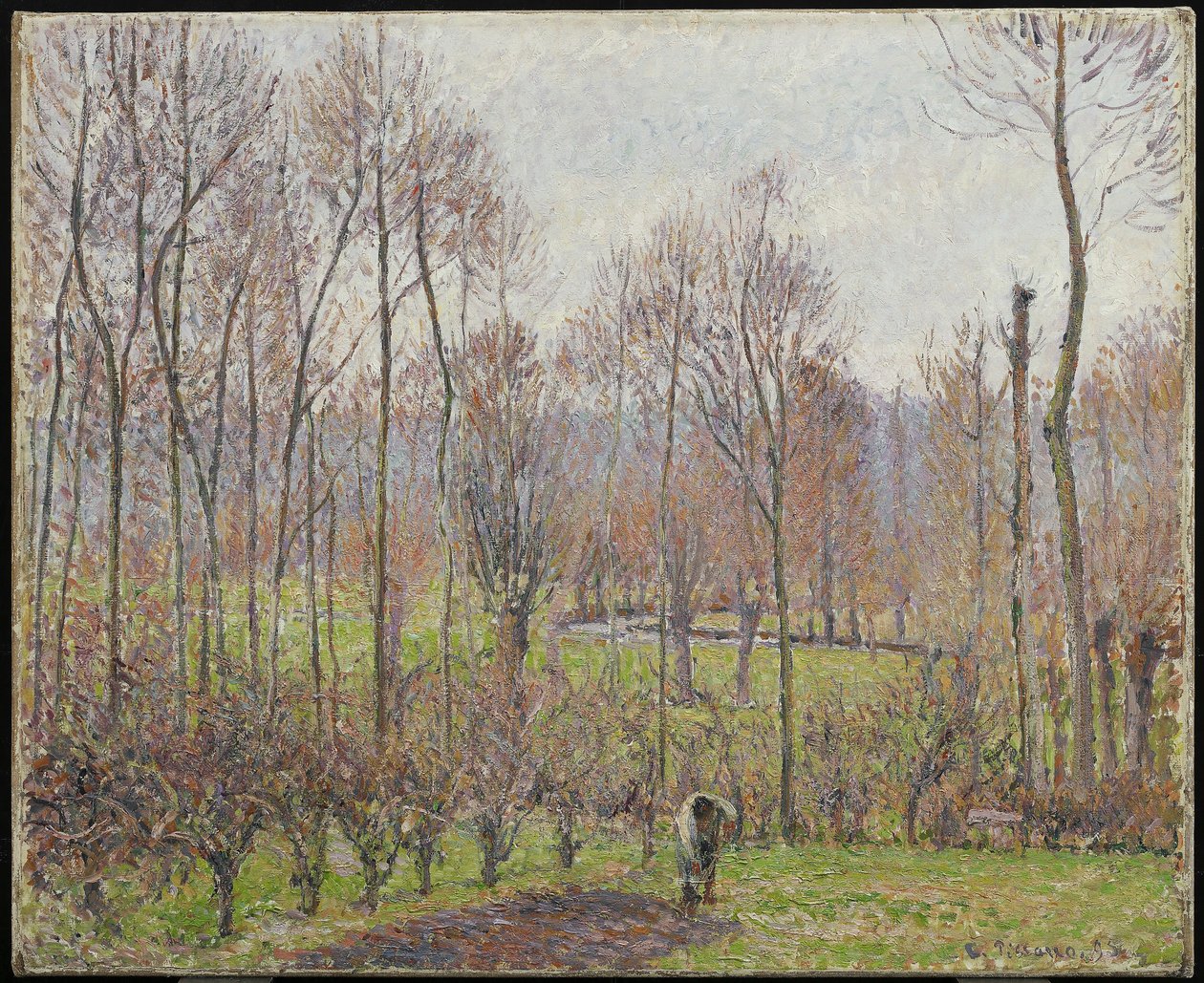 Choupos, Tempo Cinzento, Eragny, 1895 de Camille Jacob Pissarro